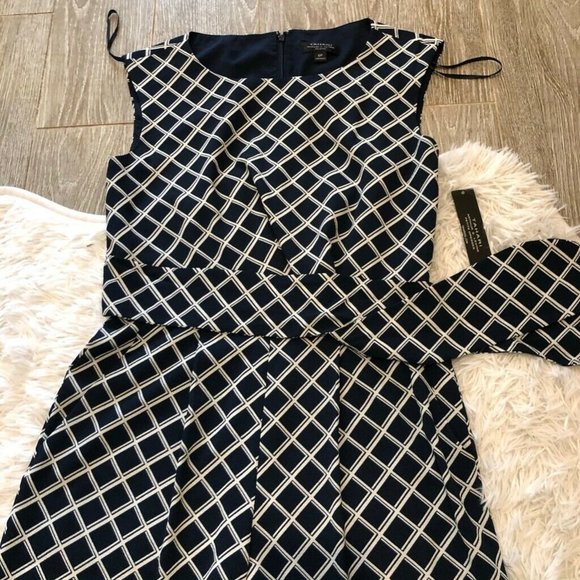 Tahari Womens Jumpsuit Blue White Diamond Stretch - Picture 3 of 7